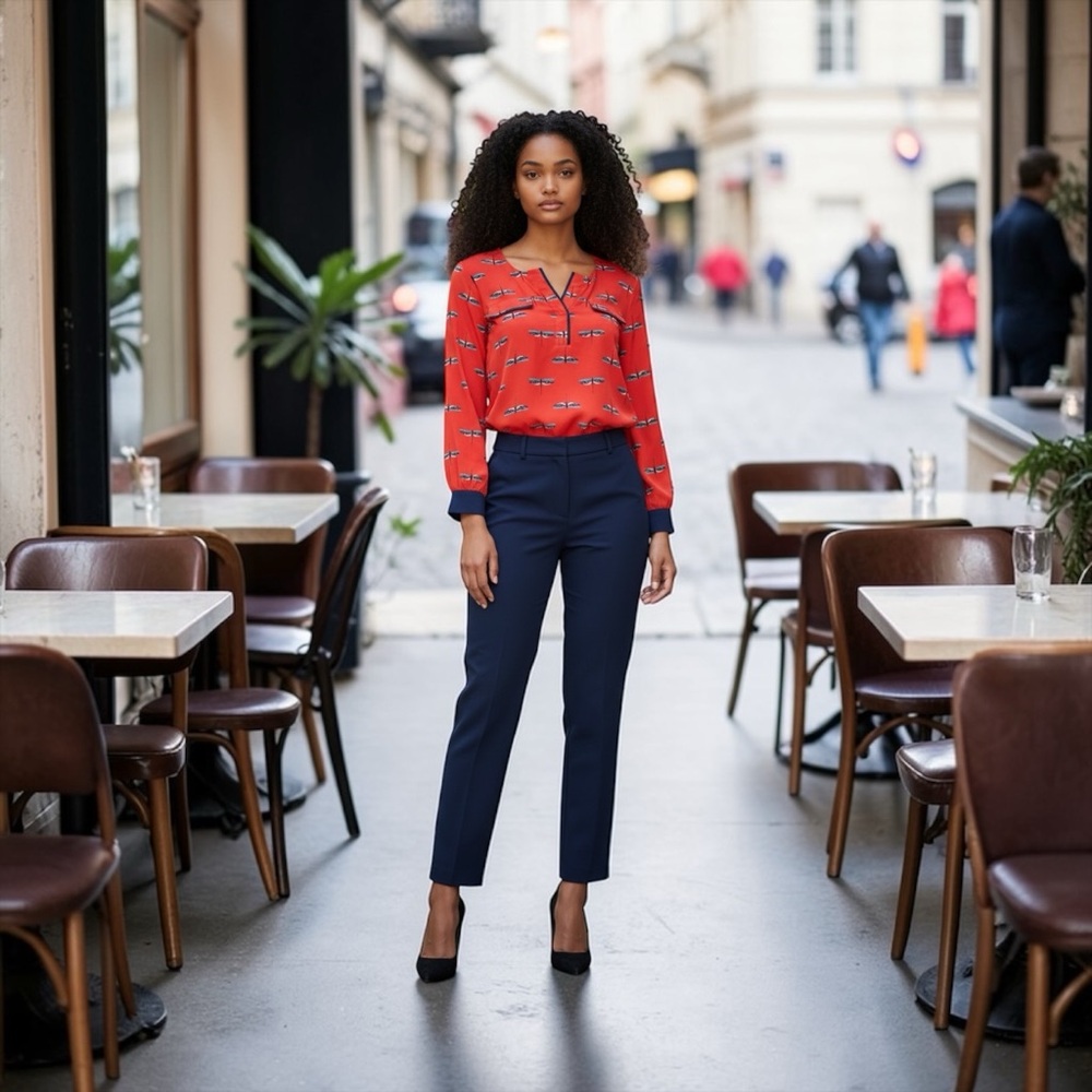 NEW, Style & Co. - Coral Red Dragonfly Blouse - Size Large